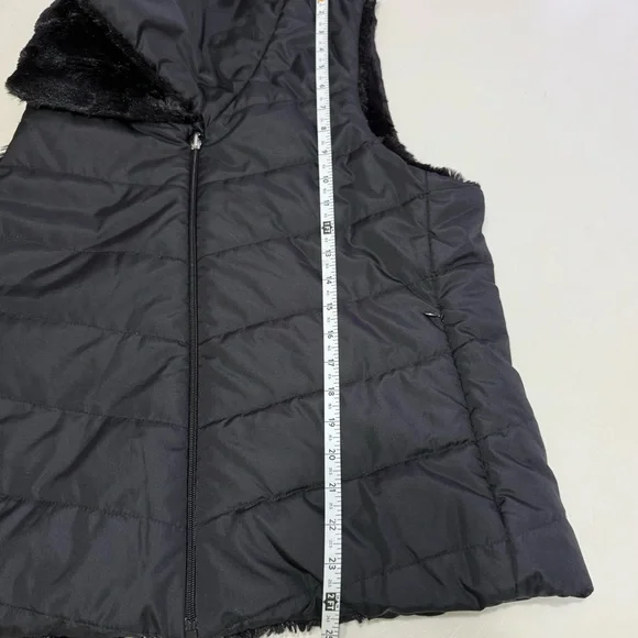 Women's reversible vest puffer and faux fur black size L - Picture 10 of 10